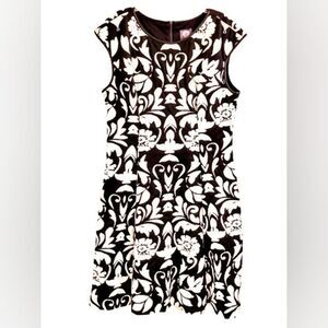 NWOT Vince Camuto Black/White Misses Sz 12 Sleeveless Blister Knit A-Line Dress